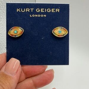 Kurt Geiger Gold-Tone Multicolor Evil Eye Stud Earrings